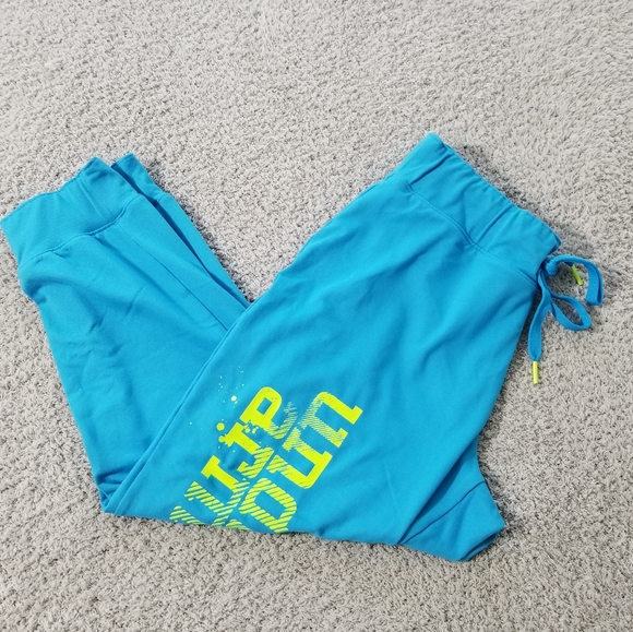 Under Armour AllSeasonGear Blue and Yellow Loose Crop Pants - Picture 3 of 4